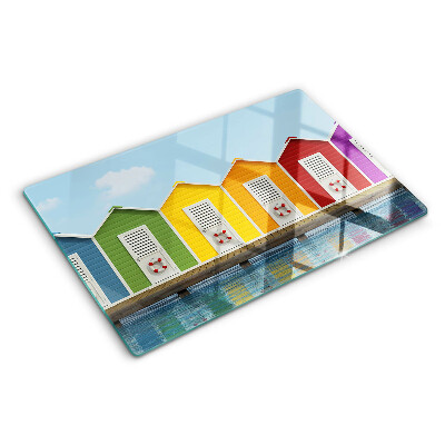 Glass cutting board Colorful seaside houses