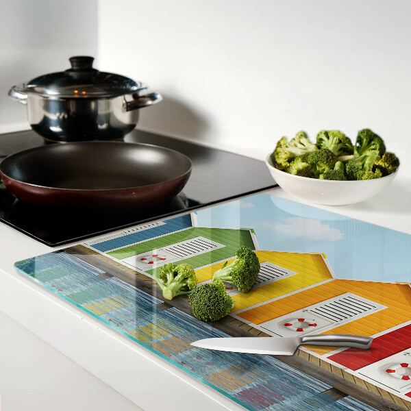 Glass cutting board Colorful seaside houses