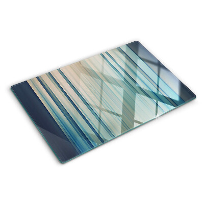 Glass cutting board Abstract lines in shades of blue