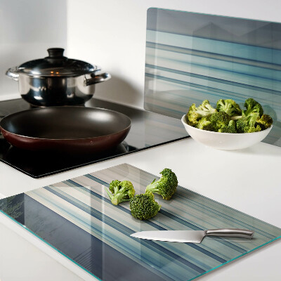 Glass cutting board Abstract lines in shades of blue