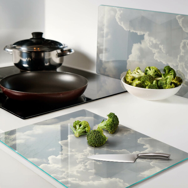Glass chopping board Clouds in the sky