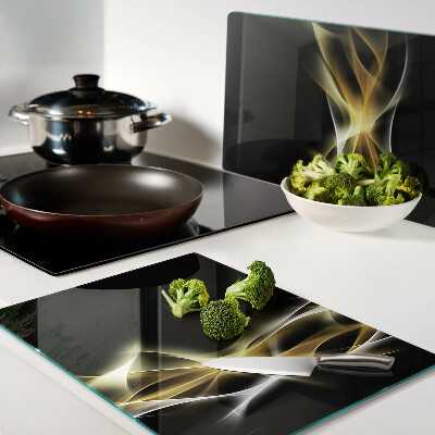 Glass cutting board A wave of light in shades of gold