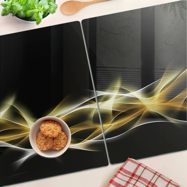 Glass cutting board A wave of light in shades of gold