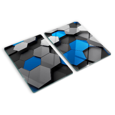Glass cutting board Hexagonal patterns in blue-gray shades