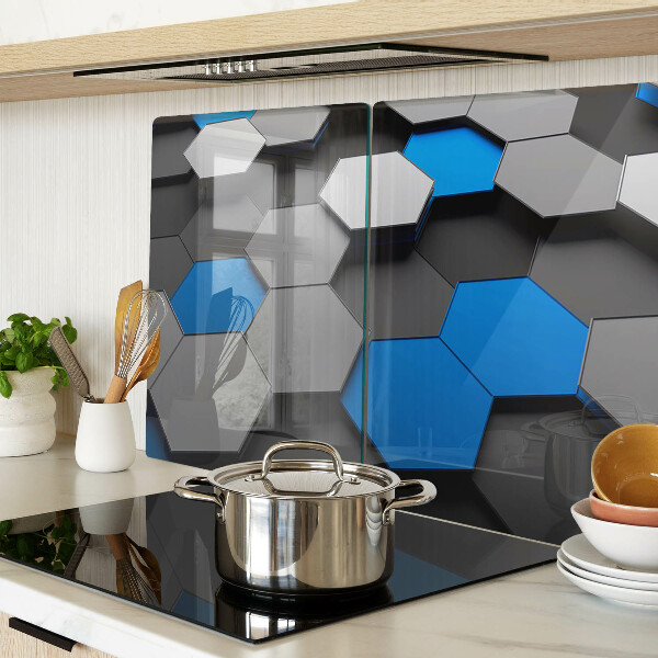 Glass cutting board Hexagonal patterns in blue-gray shades