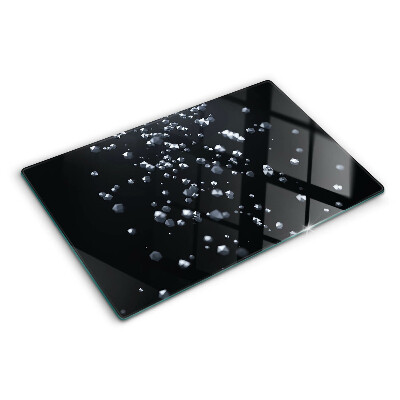 Glass kitchen board Crystal bubbles on a black background
