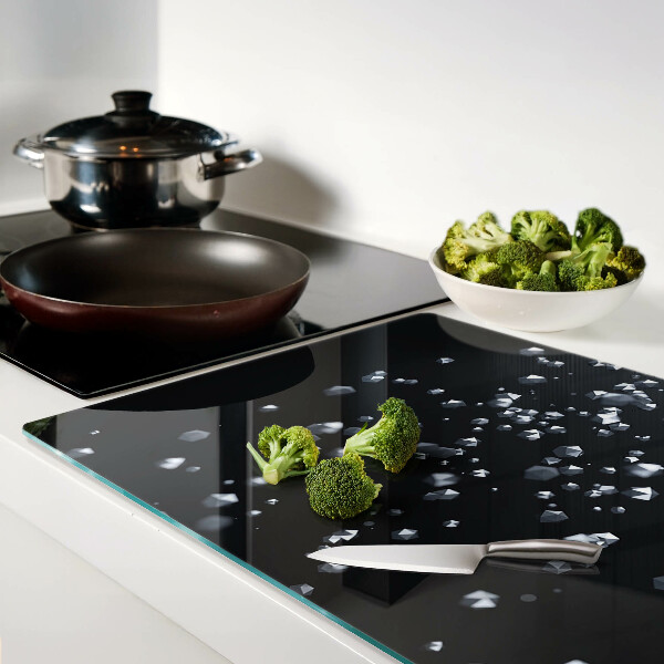 Glass kitchen board Crystal bubbles on a black background