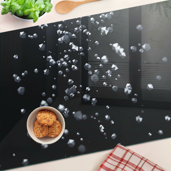 Glass kitchen board Crystal bubbles on a black background