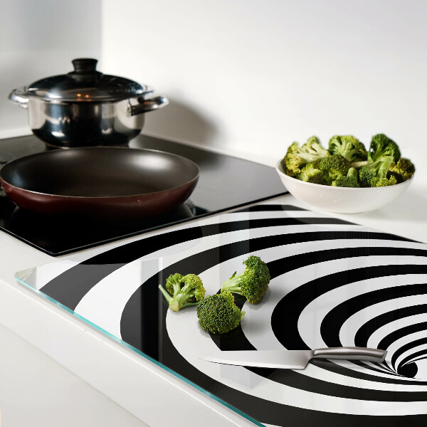 Chopping board Spiral motif in black and white