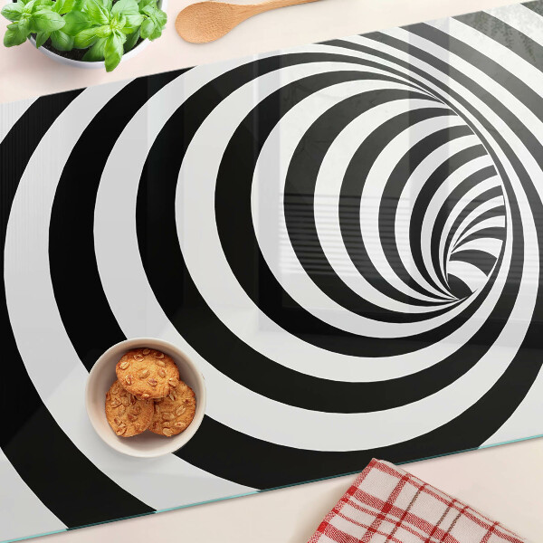 Chopping board Spiral motif in black and white