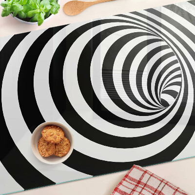Chopping board Spiral motif in black and white