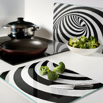Chopping board Spiral motif in black and white