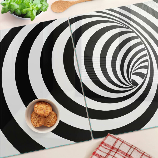 Chopping board Spiral motif in black and white