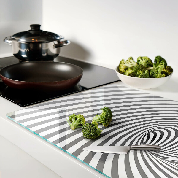 Chopping board glass Optical spiral motif