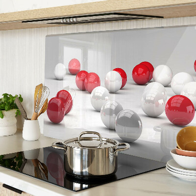 Glass chopping board Red and white balls