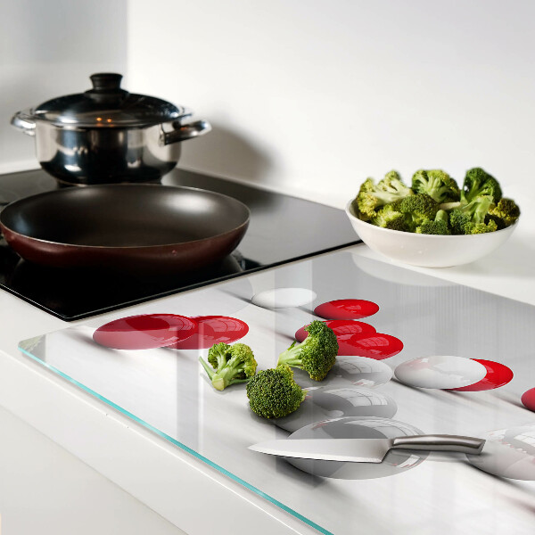 Glass chopping board Red and white balls