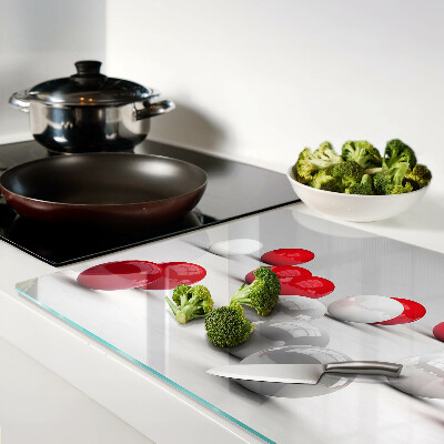Glass chopping board Red and white balls