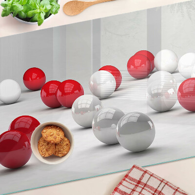 Glass chopping board Red and white balls