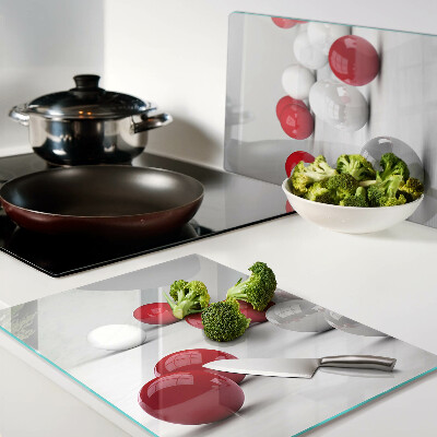 Glass chopping board Red and white balls