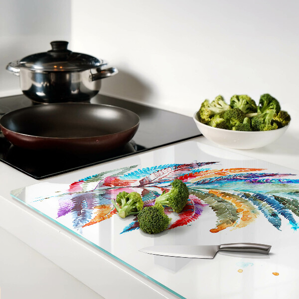 Chopping board Fern leaves in rainbow colors