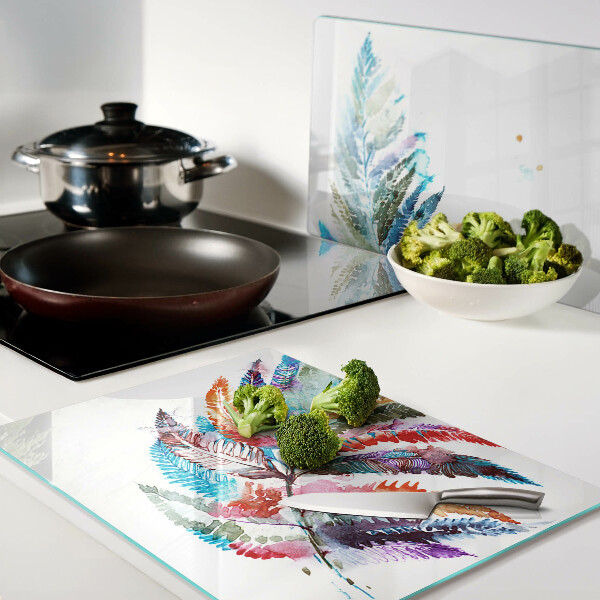 Chopping board Fern leaves in rainbow colors