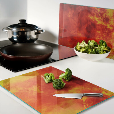 Chopping board glass Fire and flames