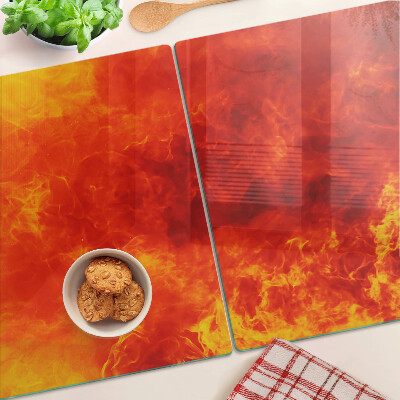 Chopping board glass Fire and flames