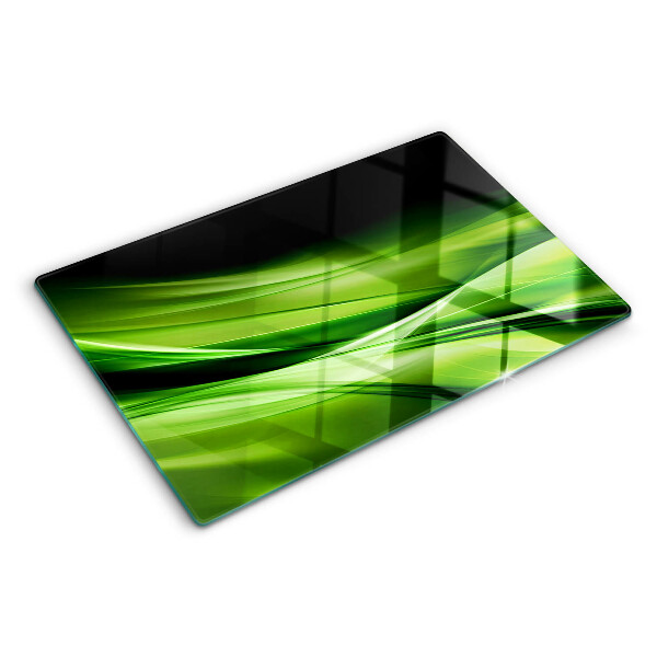 Glass kitchen board Green abstract waves