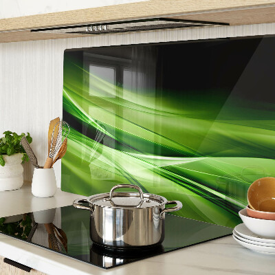 Glass kitchen board Green abstract waves