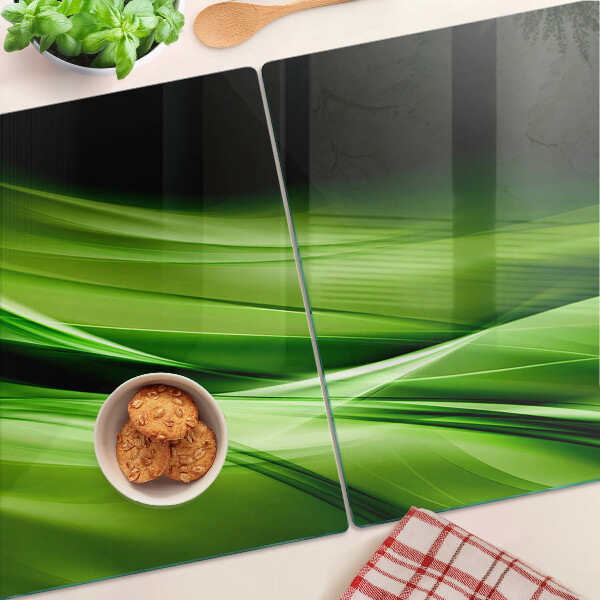 Glass kitchen board Green abstract waves