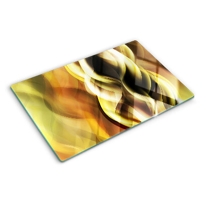 Glass chopping board Abstract waves in shades of gold
