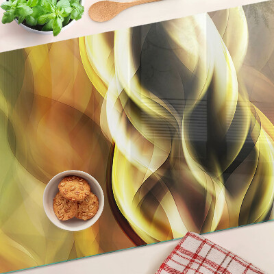 Glass chopping board Abstract waves in shades of gold
