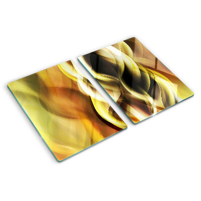 Glass chopping board Abstract waves in shades of gold