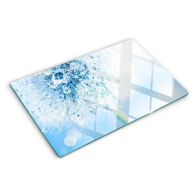 Glass cutting board Dandelion flower with water drops
