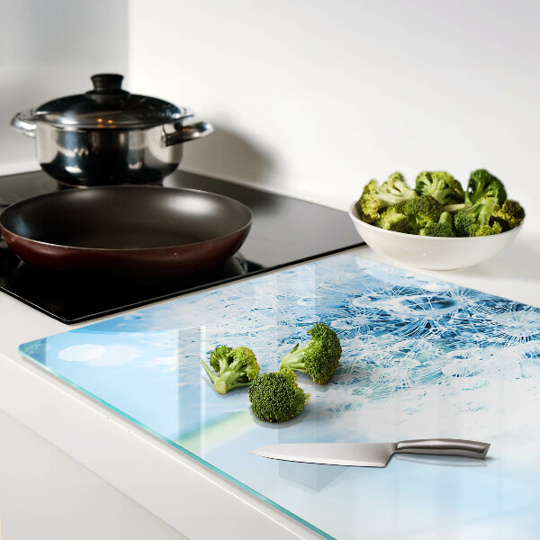 Glass cutting board Dandelion flower with water drops