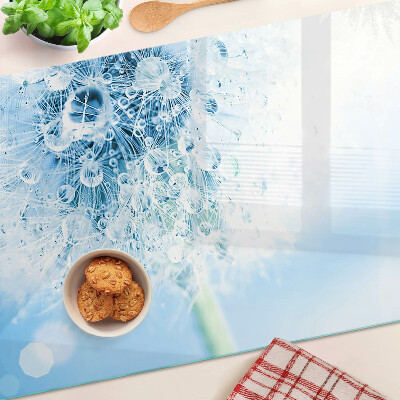 Glass cutting board Dandelion flower with water drops