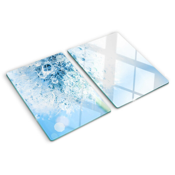 Glass cutting board Dandelion flower with water drops