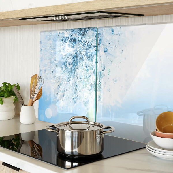 Glass cutting board Dandelion flower with water drops