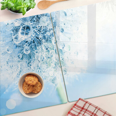 Glass cutting board Dandelion flower with water drops