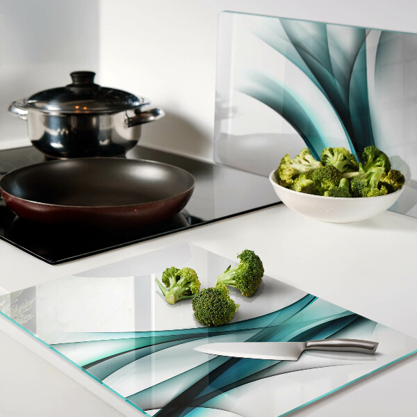 Chopping board glass Waves in shades of blue