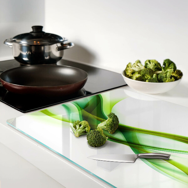 Glass cutting board Waves in shades of green