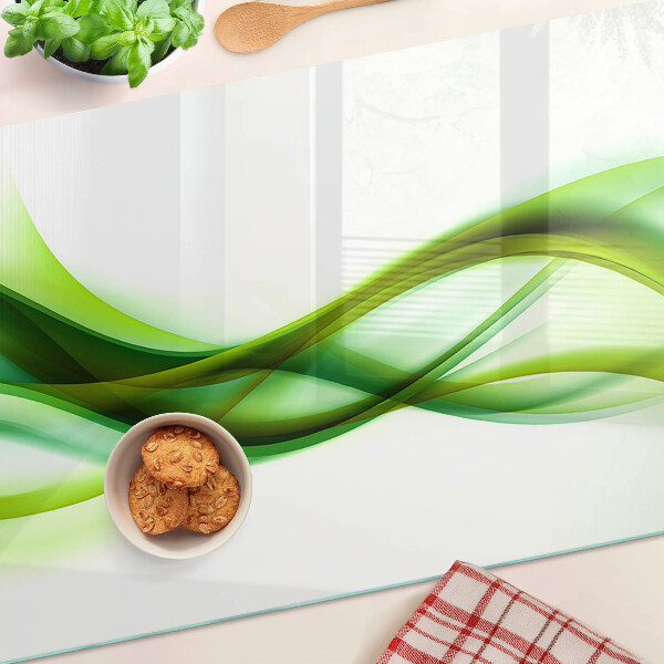 Glass cutting board Waves in shades of green