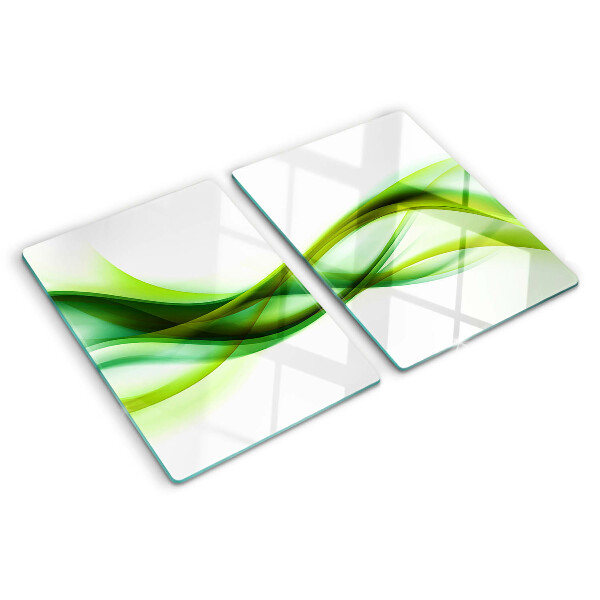 Glass cutting board Waves in shades of green