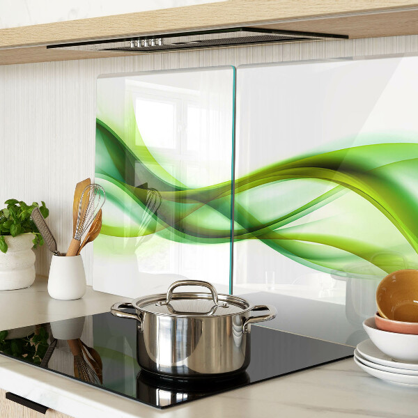 Glass cutting board Waves in shades of green