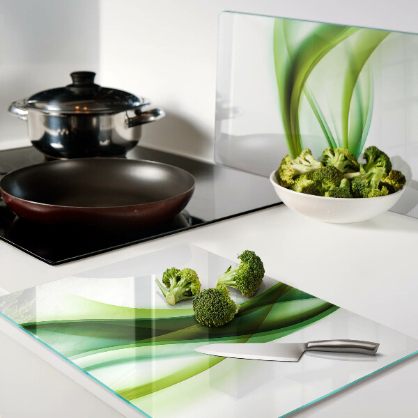 Glass cutting board Waves in shades of green