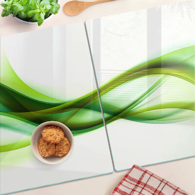 Glass cutting board Waves in shades of green