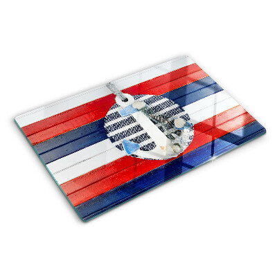 Glass cutting board Anchor against the background of stripes