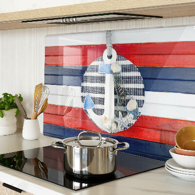 Glass cutting board Anchor against the background of stripes