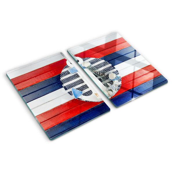 Glass cutting board Anchor against the background of stripes