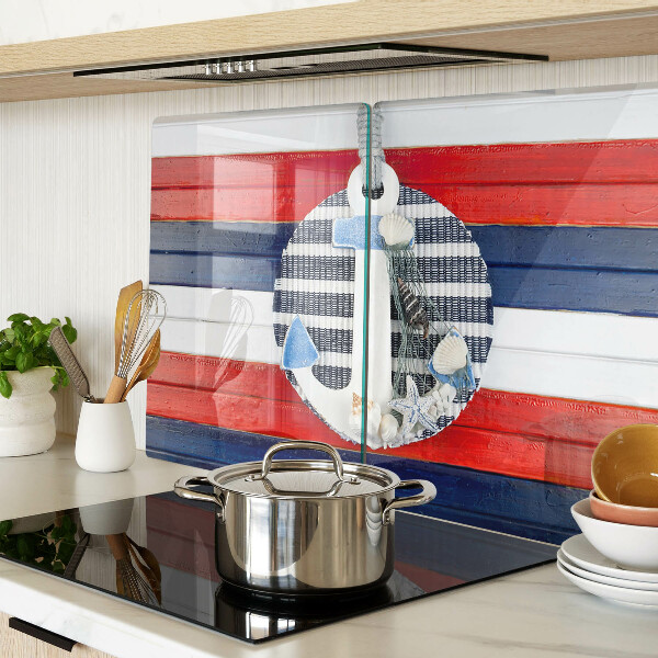 Glass cutting board Anchor against the background of stripes